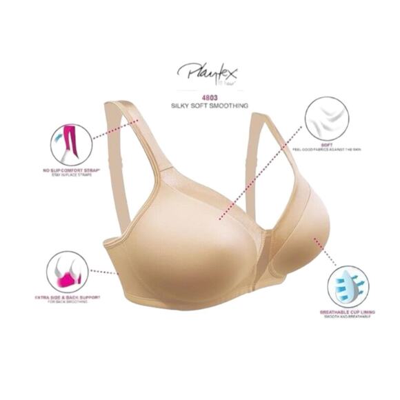 PLAYTEX 18 Hour Sensationally Sleek Wire-Free Purple Size 42DD STYLE 4803 - Picture 3 of 8